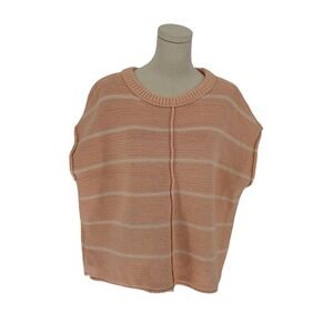 Universal Thread Sweater Peach White Striped Cap Sleeve Knit L